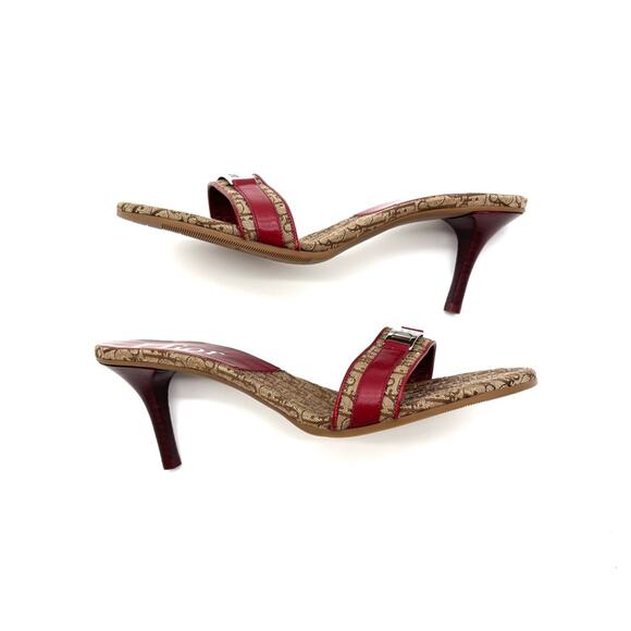 NIB Vintage Dior Diorissimo John Galliano Red Monogram Mule Heeled Sandals 40 - Picture 4 of 7